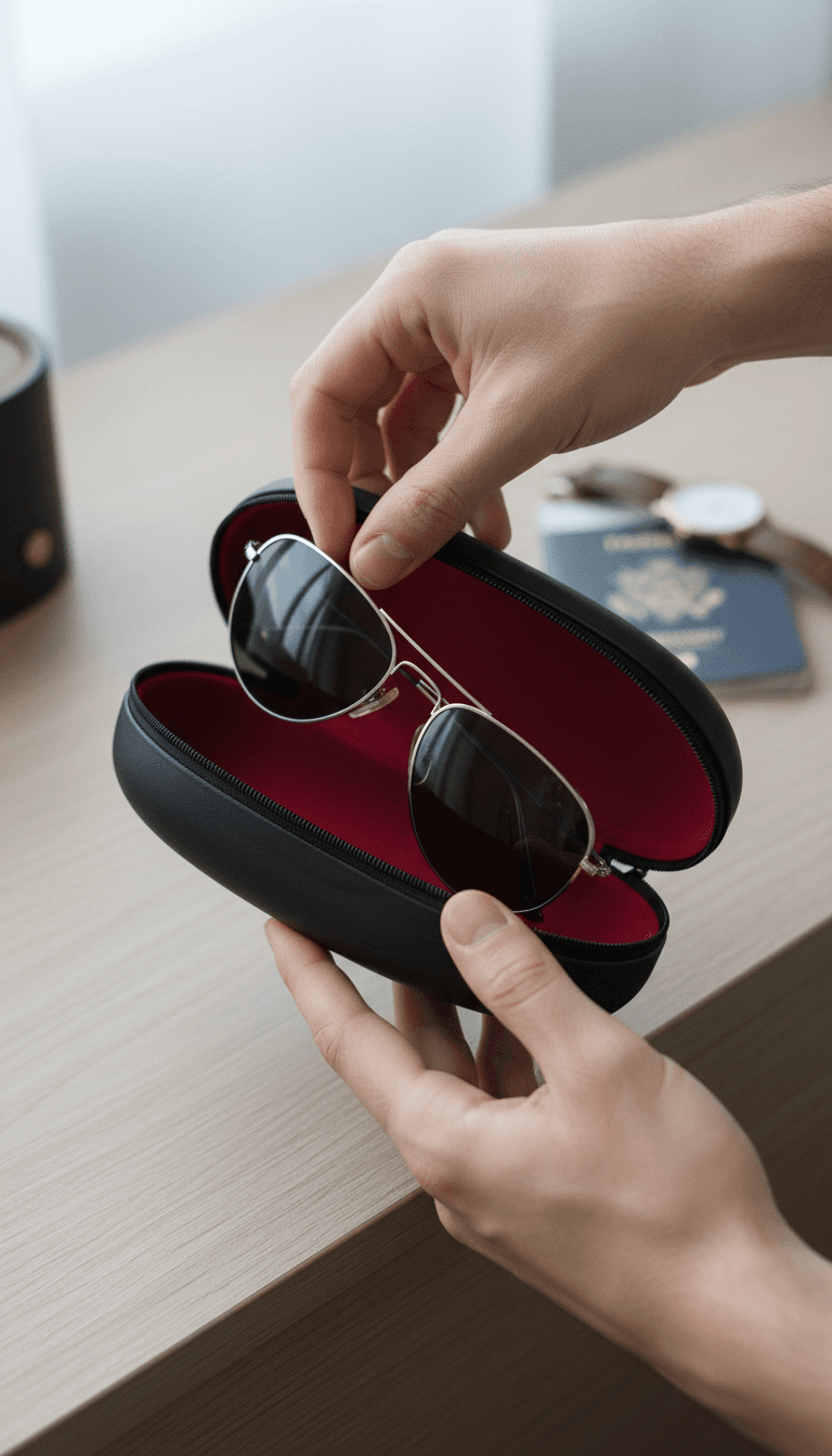 Lunettes de soleil aviateur rangées